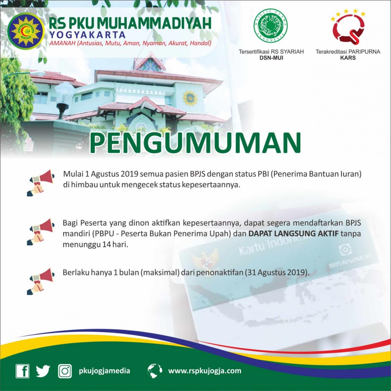 Pengumuman untuk Warga pemegang Kartu KIS PBI